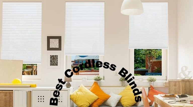 An image showing Redi Shade No Tools Easy Lift Trim-at-Home Cordless Pleated Light Filtering Fabric Shade White, one of the best cordless blinds used in a house