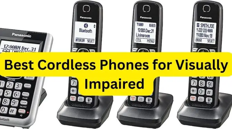 A picture showing Panasonic Link2Cell Bluetooth Cordless Phone System - 5 Handsets - KX-TGF575S, one of the best cordless phones for visually impaired