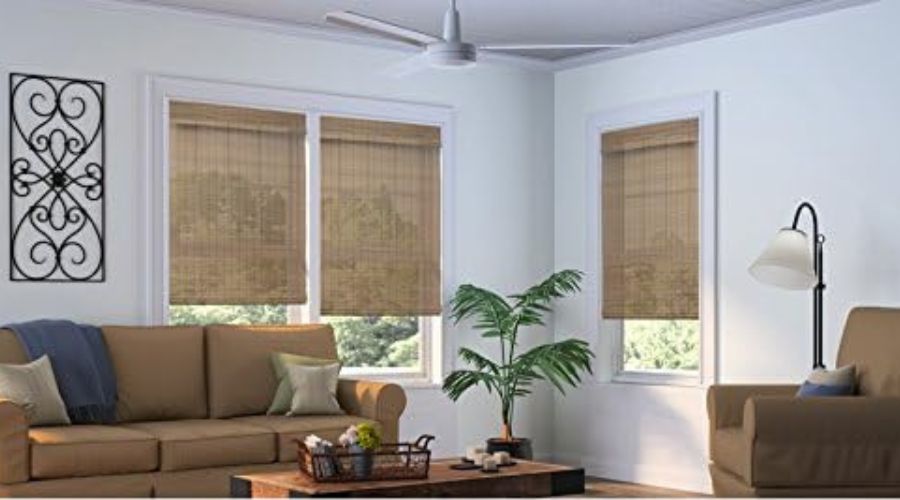 An image showing Cordless Woven Wood Roman Shades, 24W x 36H, Bayhead Natural, one of the best cordless Roman shades in use