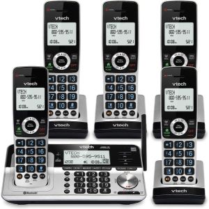 A picture showing VTech VS113-5 Extended Range 5 Handset Cordless Phone for Home with Call Blocking, one of the most efficient and cost-effective model among the best cordless phones 