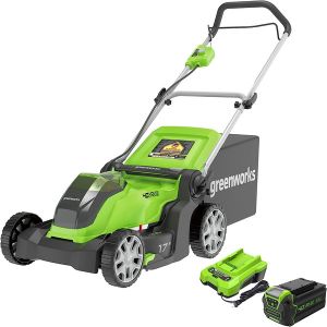 A picture showing Greenworks 40V 17" (2-In-1) Push Lawn Mower