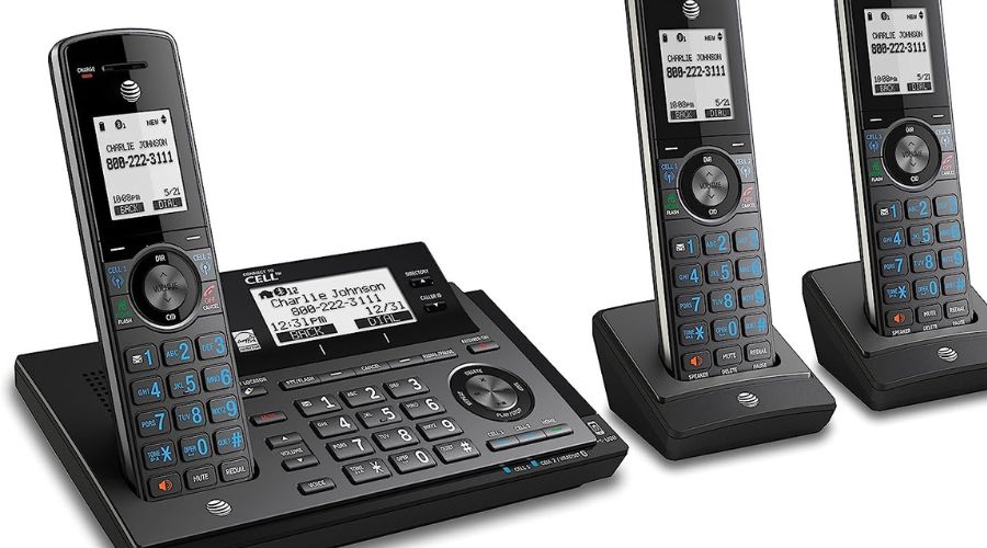 A picture of AT&T CLP99387 DECT 6.0 Expandable Cordless Phone with Bluetooth Connect to Cell, one of the best AT&T cordless phones 