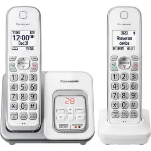 An image showing Panasonic DECT 6.0 Expandable Cordless Phone with Answering Machine and Smart Call Block, one of the best cordless phones for senirors 