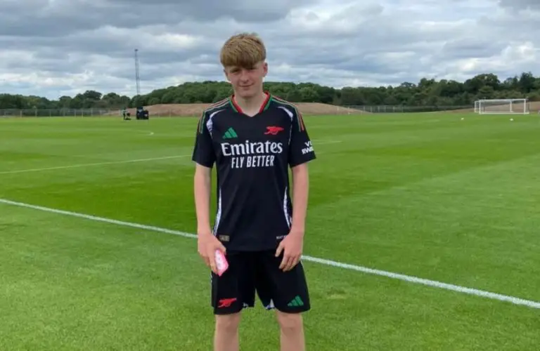 Callan Hamill during his Arsenal trial/Getty Images