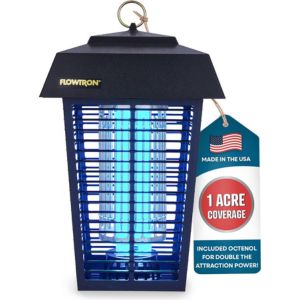 A picture showing Flowtron Bug Zapper, 1 Acre of Outdoor Coverage with Powerful 40W Bulb & 5600V Instant Killing Grid, one of the best cordless bug zappers
